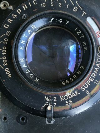 Kodak Ektar 127mm F4.  7 Black Supermatic Shutter for Graflex 4x5 2
