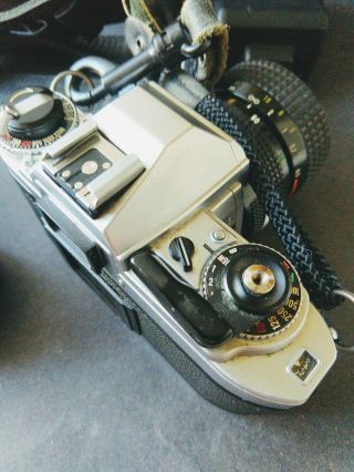 Nikon FG Camera Body 35mm SLR Film Camera & Lens Converter Flash Vtg 3