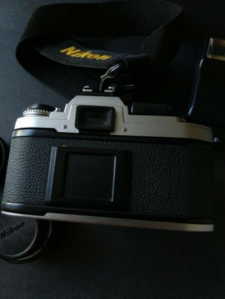 Nikon FG Camera Body 35mm SLR Film Camera & Lens Converter Flash Vtg 6
