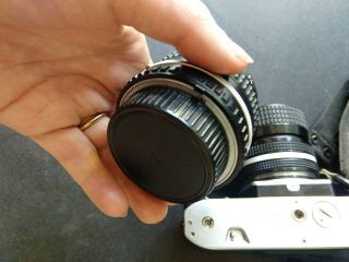 Nikon FG Camera Body 35mm SLR Film Camera & Lens Converter Flash Vtg 7