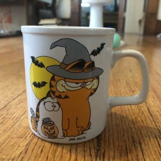 Vintage 1978 Garfield And Nermal Halloween Ceramic Coffee Mug Cup Jim Davis
