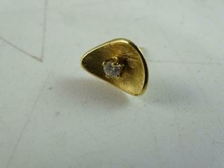Vintage 14k Solid Yellow Gold Diamond Tie Tack Lapel Pin 1.  8 Grams Men 