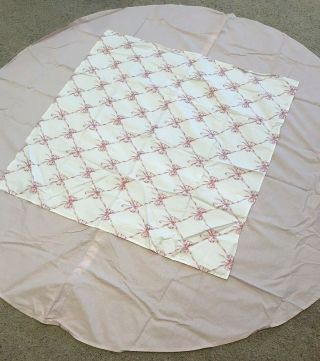 Vintage Waverly Home Fashions Pink Bows Jolie Two Tablecloths Round Square