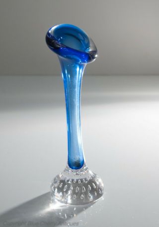 Vintage Aseda Art Glass Classic Design Jack In The Pulpit Or Bone Vase In Blue