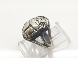 Vintage Scarab Beetle Design Band Fine Sterling Silver 925 Ring 11g Sz8.  25 A2811 3