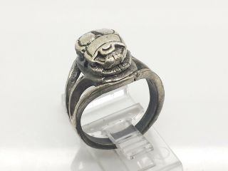 Vintage Scarab Beetle Design Band Fine Sterling Silver 925 Ring 11g Sz8.  25 A2811 4
