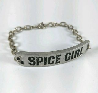 True Vintage 1998 Spice Girls Big Tours Ltd Tag Panel Bracelet 90s Silver Tone