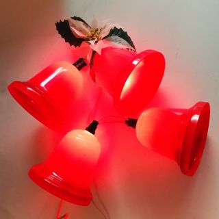 Timco Vintage Red Plastic Christmas Bell Lights 5” 2 Strings Of Two Lights