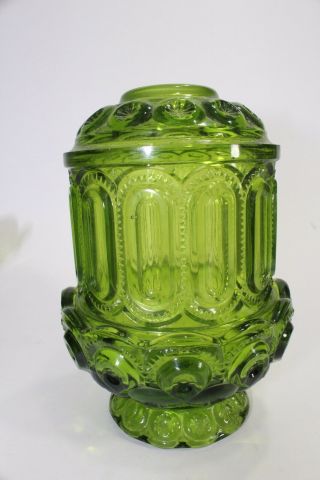 Green Moon & Stars Vintage glass LE Smith Candy Dish Fairy Light Canisters 5