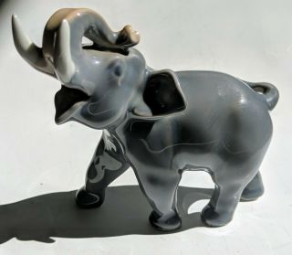 Vtg.  Royal Copenhagen Denmark Porcelain Gray Elephant Figurine Trunk Up 2998