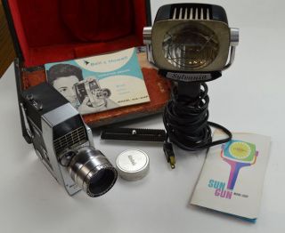Bell & Howell Director Series 414P 8mm Movie Camera w/ Light & Case 4