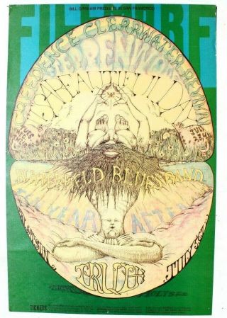 Vtg Fillmore Bill Graham Concert Poster 1st 1968 Creedence Clearwater Revival