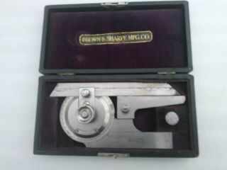 Vintage Brown & Sharpe No.  496 Universal Bevel Protractor 6 " W/ Case Pat.  1911