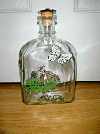 Vintage Holmegaard Denmark Fairytale Glass Bottle Flask Decanter
