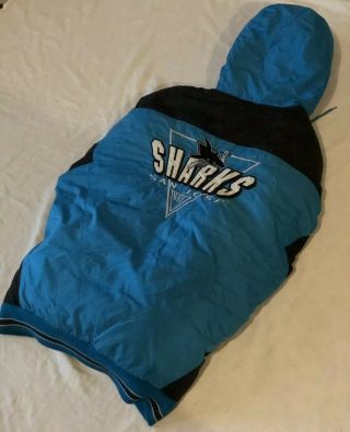 San Jose Sharks Nhl Logo 7 Blue Quilt Puffer Coat Jacket Men 