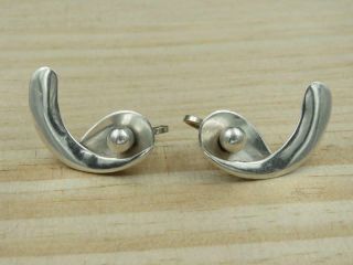 Vintage Taxco Mexico Alicia Sterling Silver Modernist Screwback Earrings