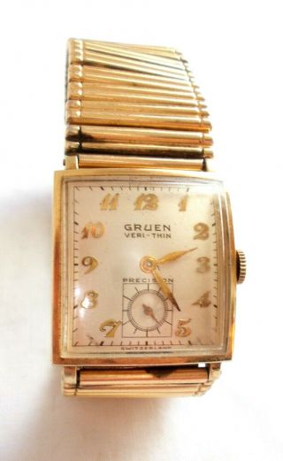 Vtg Gruen Precision Veri - Thin 10k Gold Filled Wrist Watch