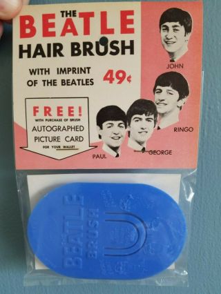 Vintage Beatles - Beatle Hair Brush - Blue With Imprint & Card