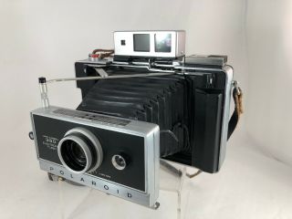 Vtg Polaroid Bundle Land Camera 360 W/ Electronic Flash,  Charger,  Case Tf