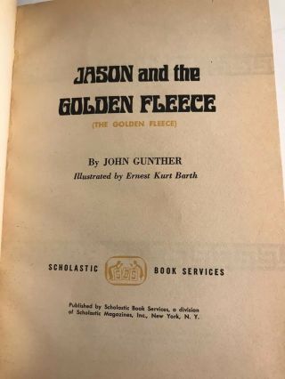 JASON AND THE GOLDEN FLEECE by John Gunther Vintage Book Scholastic Book Series 3