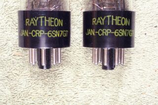 Two,  Raytheon VT - 231,  6SN7GT,  reinforcing rod,  matching date pair,  6SN7GT 3