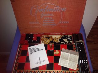 Vintage 1931 Milton Bradley Combination Game Backgammon Chess Checkers Dominoes