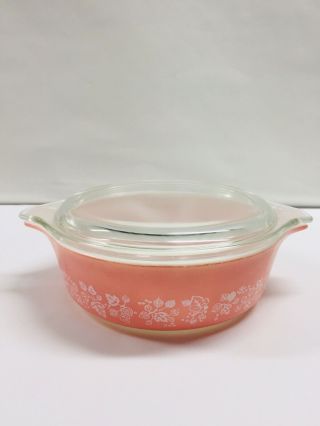 Vintage Pyrex 471 Pink Gooseberry Round Casserole Serving Dish/bowl With Lid