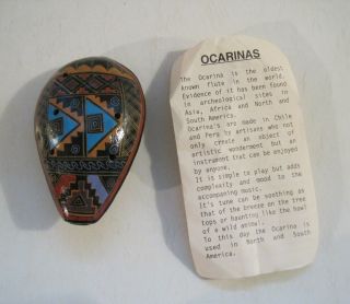 Vintage Ocarina Vessel Flute Clay Pottery South America Chile Peru Folk Art