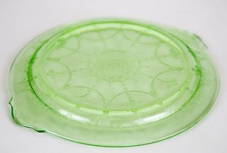 Anchor Hocking Cameo Green Handled Cake Plate Vintage Depression Glass 1930 ' s 3