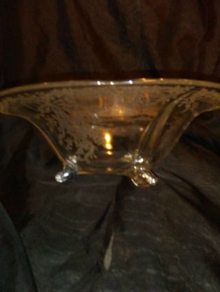 Vintage Fostoria Etched Bowl With June Pattern Cream and Sugar 3 Ft Bowl 6