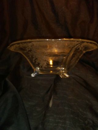Vintage Fostoria Etched Bowl With June Pattern Cream and Sugar 3 Ft Bowl 7