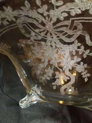 Vintage Fostoria Etched Bowl With June Pattern Cream and Sugar 3 Ft Bowl 8