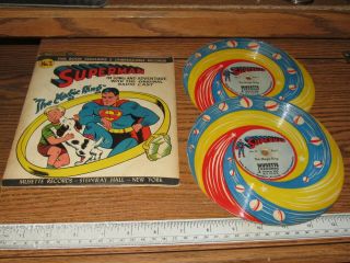 Vintage 1947 Superman “ The Magic Ring” Musette No.  2 Records With Book