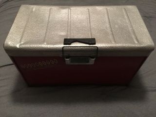 Vintage Retro Red Poloron Thermaster Cooler Metal W Aluminum Lid & Insert