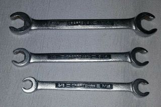 Vintage Craftsman Usa 3pc Flare Nut Wrench Set 3/8 " - 11/16 "
