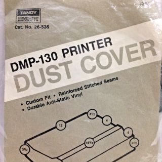 Vtg Tandy Printer Dust Cover Fits Dmp - 130 Model Anti Static Vinyl Custom Fit