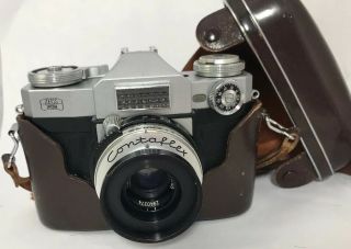 Zeiss Ikon Contaflex Synchro Compur Camera With Tessar 1:2.  8 50mm Lens And Case 2