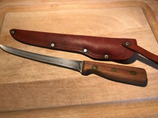Vintage Chicago Cutlery 78s Fillet Knife W/original Leather Sheath