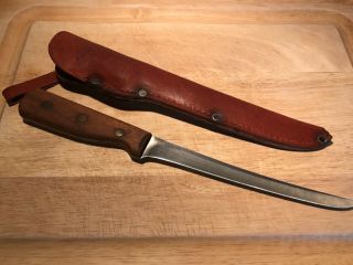Vintage Chicago Cutlery 78S Fillet knife W/original leather Sheath 2