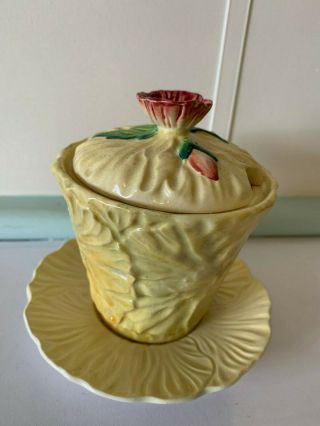 Carlton Ware England Vintage Yellow Poppy Sugar Pot Set Spoon Plate Art Deco