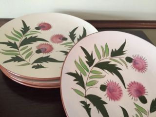 Vintage Stangl Pottery Thistle Pattern 10 " Dinner Plate Set Of 4 - S