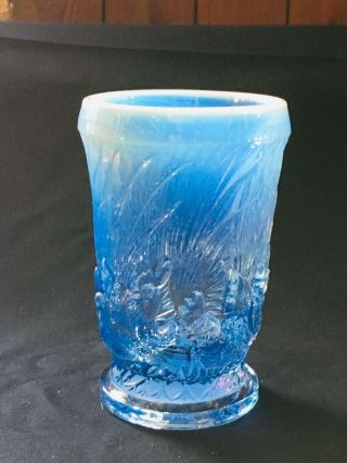 Blue Milky Opalescent Vintage Glass Tumbler Or Vase