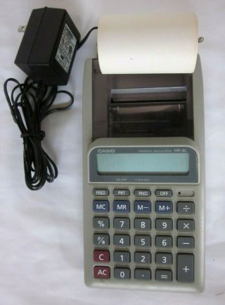 Casio Portable Printer Calculator Hr - 8l Vintage Battery / Ac Adaptor Great