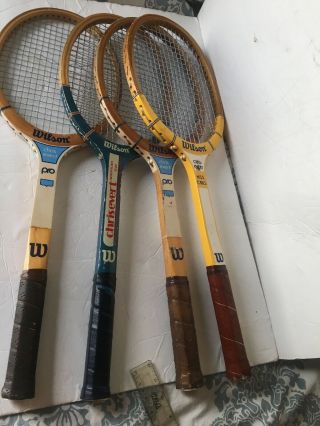 Wilson - 4 Vintage Wooden Tennis Rackets - - Miss Chris Evert Pro American Star