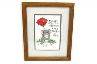 Vtg Handmade Framed Cross Stitch Friends Are The Flowers In The Garden Of Life