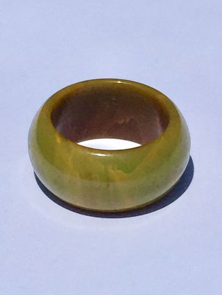 Vintage Chunky Green Marbled Bakelite Ring Size 6 Simichrome
