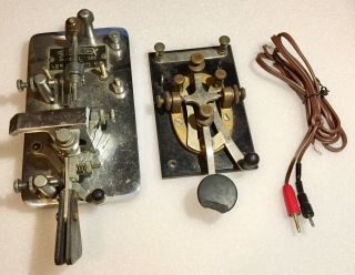 2 Vintage Telegraph Morse Code Key Units - Speedx 501 Logan / Type J - 38