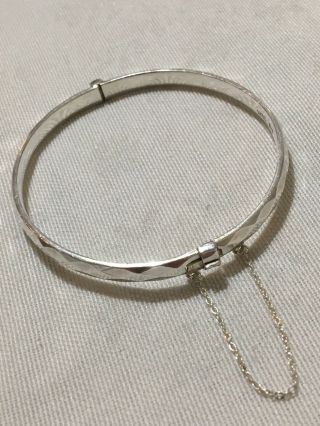 Vintage Estate 925 Sterling Silver Classic Round Womens Bangle Bracelet W/ Clasp