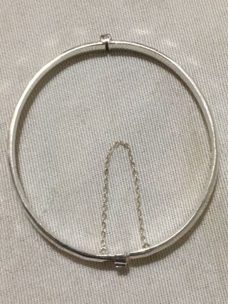 Vintage Estate 925 Sterling Silver Classic Round Womens Bangle Bracelet W/ Clasp 2