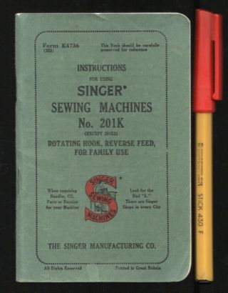 Vintage Introducing The Singer Sewing Machines 201k 53pg Pocket Handbook Skills